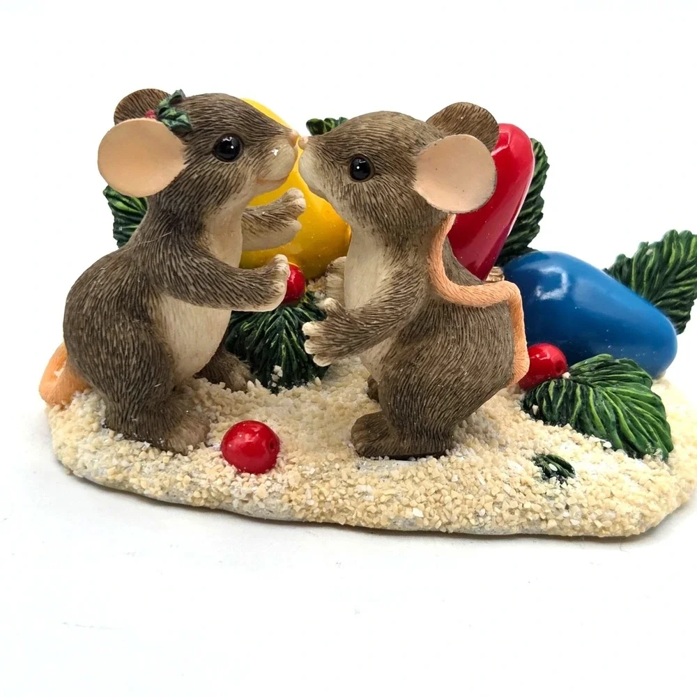 Vintage Charming Tails Mice Kiss-Mas Lights Fitz & Floyd 87/205 2000 Christmas